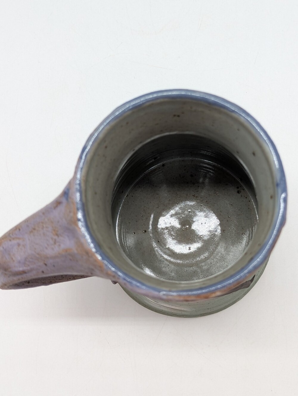 Green Purple Studio Art Ceramic Earthenware Handled Coffee Mug - Picture 6 of 9